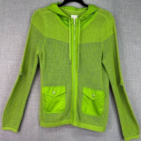 Chico's Sweaters - Zenergy by Chico's Crochet Knit Hooded Sweater Women's 0 Size Small Green